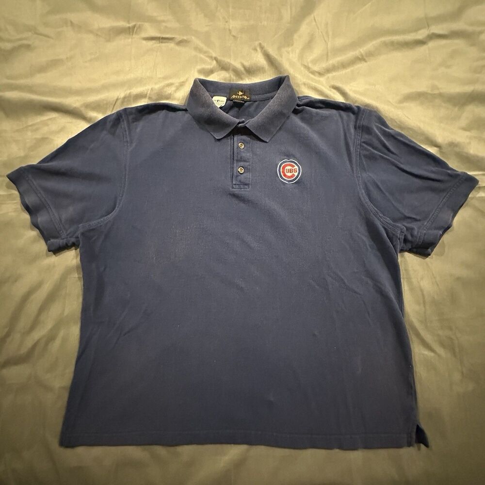 Vintage 90s Chicago Cubs Shirt Mens XL Antigua Polo Relaxed Navy Blue Baseball